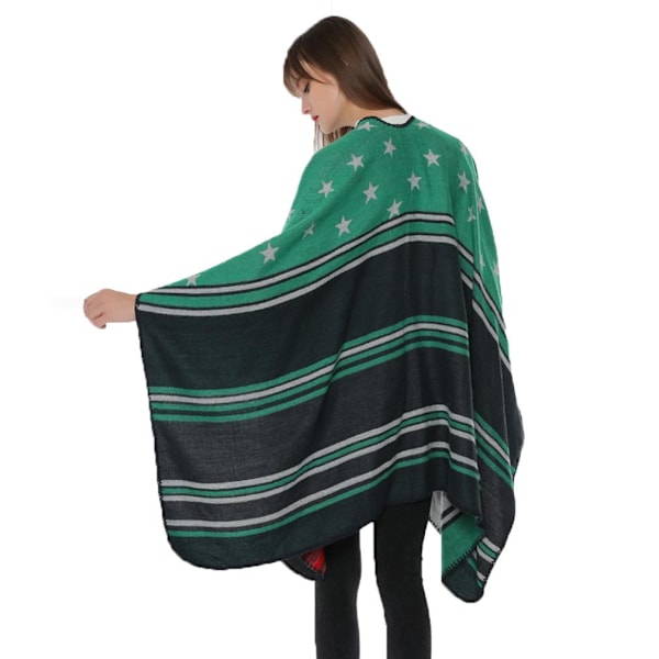 Stars Scarf Long Open Front Poncho Loose Warm Cardigant for Lady