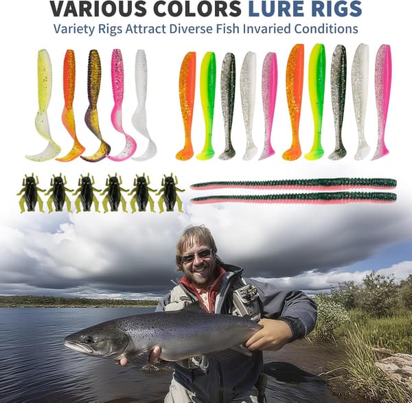 Fiskegrejssæt med crankbaits, kroge, jigs, lodder, tænger og grejkasse
