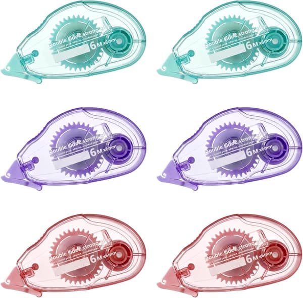 6-pack limroller, dubbelsidig hantverksdispenser för scrapbooking