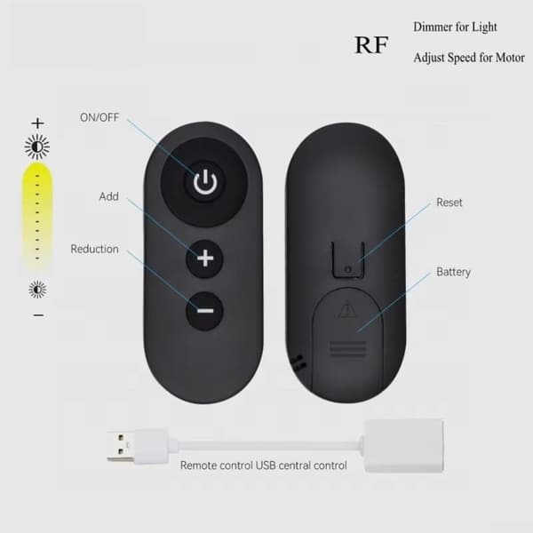 USB 5V trådløs fjernbetjent LED-lysdæmpercontroller til lysbånd, ventilator og pumpe