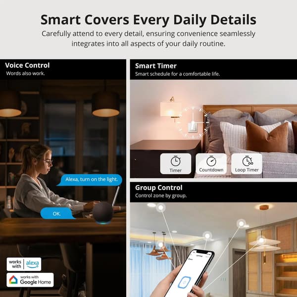 SONOFF ZBMINIR2 Zigbee 3.0 Smart Switch 10A Fjernstyret Stemmestyringsmodul