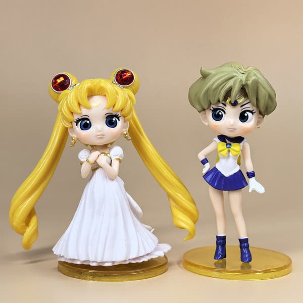 6 st Sailor Moon PVC-figurer 11 cm Chibi Anime Karaktärsmodell Display-set