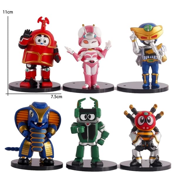 6 stk. B-Robo Kabutack robotfigurer 11 cm PVC karakter samlerobjekt udstillingssæt