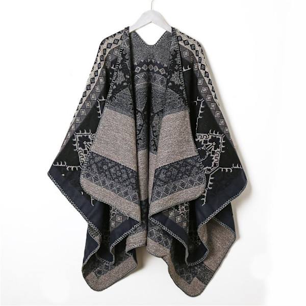 Varm sjal för damer Lady Poncho Pashmina Cardigant filt med sydd kant etnisk stil