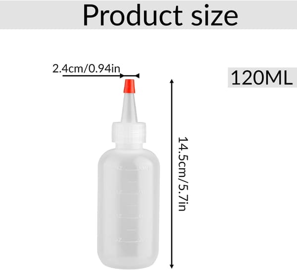 2-pak 120 ml squeeze-flasker med dyser, graduerede væskedispensere