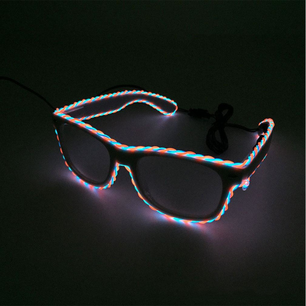 Dubbelfärgade LED-glasögon EL Wire Lysande Glasögon Neon Party LED Light Up Glasögon Halloween DJ Party
