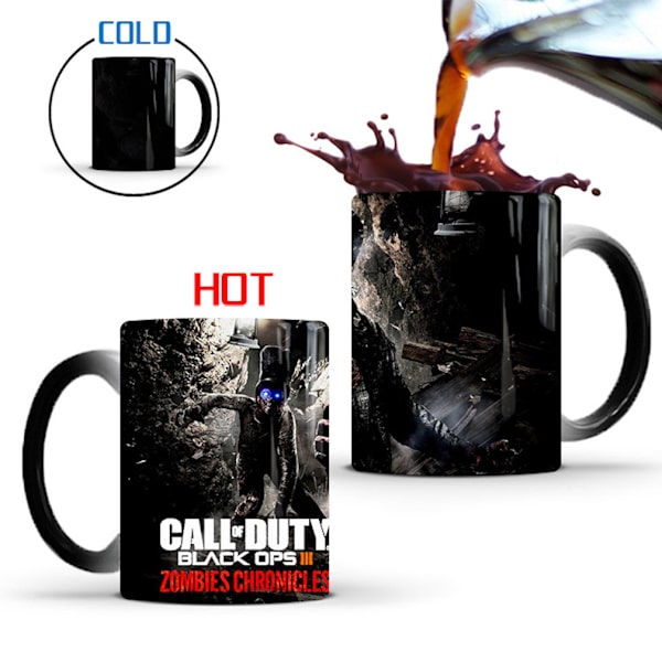 Call Duty Color Changing Mugg Keramisk kaffemugg Thermal tekopp Nyhetspresent