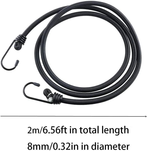 2-pack 2 m gummiremmar med krokar 8 mm kraftiga elastiska spännband