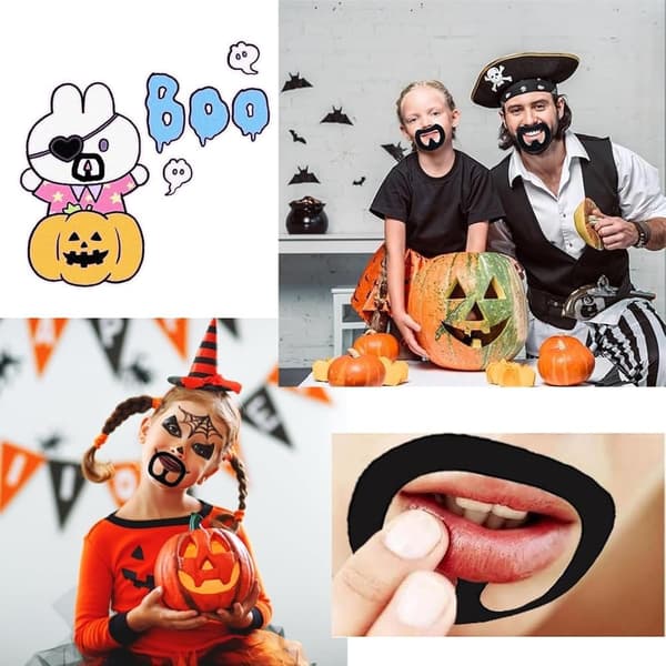 Ingefærfarvet løsskæg med elastikbånd til Halloween og kostumefester