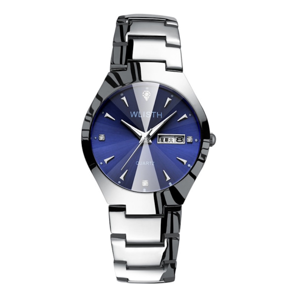 Herr Quartz Watch Business Armbandsur Blå Urtavla med Datum Watch