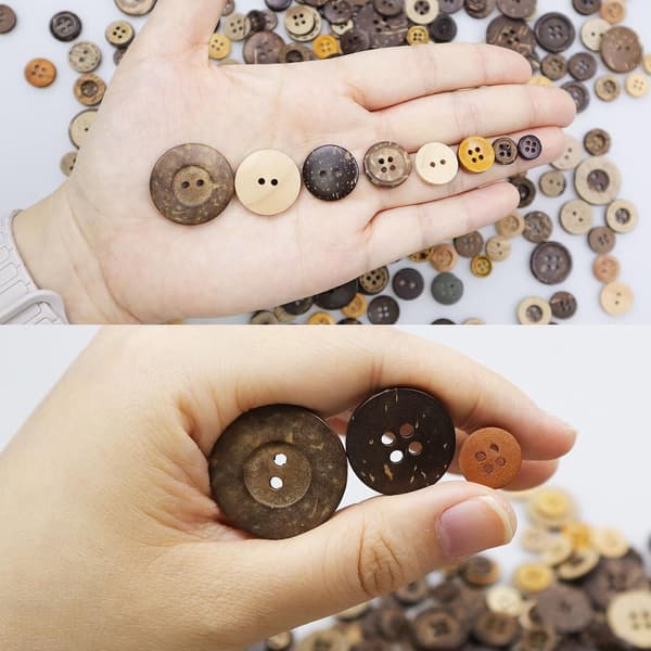 100-150 stk. blandede treknapper i størrelser 0,9-2,5 cm, runde knapper til hobbyarbeid