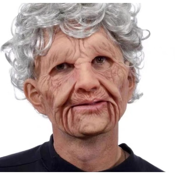 Latex huvudbonad mormor mask med hår Cosplay kostym rekvisita