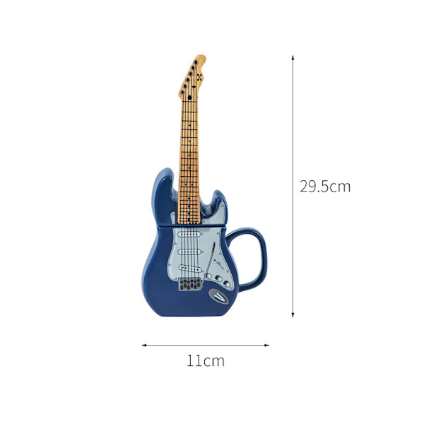 Keramisk Gitarr Mugg – 350ml Kapacitet, Blå Elgitarr Kaffekopp, 8.2x9.5cm – Perfekt för Musiker & Gitarrälskare