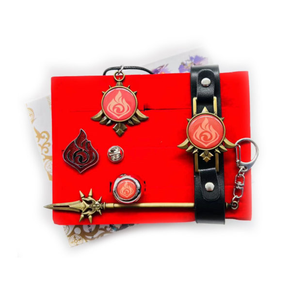Conjunto de distintivo de chaveiro de colar Liyue