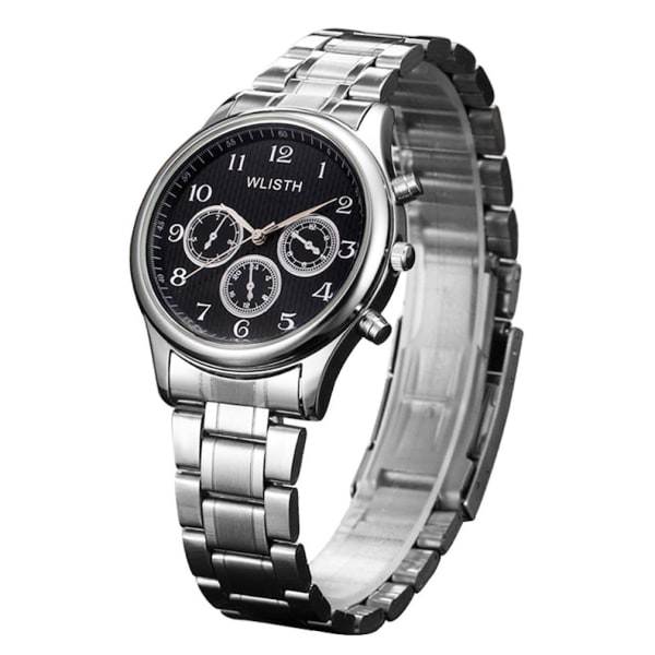 Herr Quartz Watch Watch Armbandsur Black Multi Dial rostfritt stål