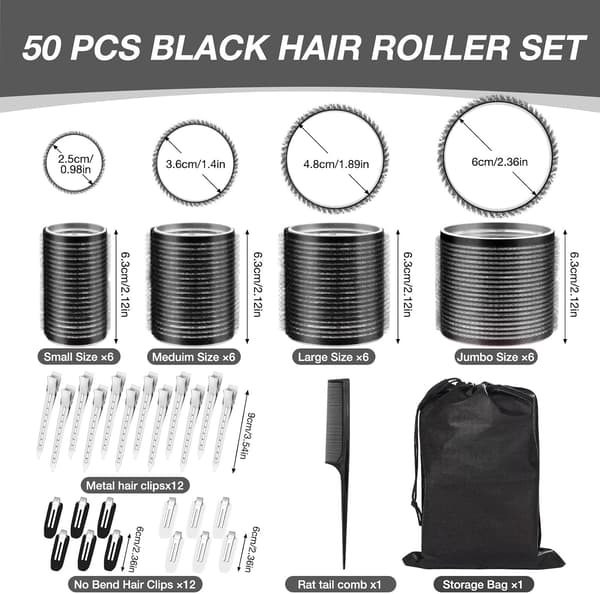Varmefrit krøllesæt med 86 cm satin-hårstang og 2 scrunchies til krøller
