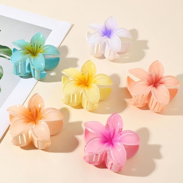 6-pack blomformade hårklämmor, 8 cm halkfria accessoarer för kvinnor