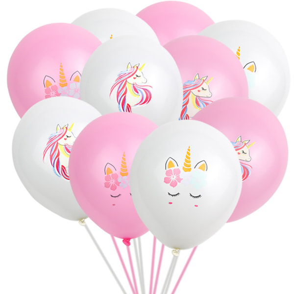 100st Rosa Vit Enhörning Ballonger Festival Dekor Latex Ballong Set Party Dekoration