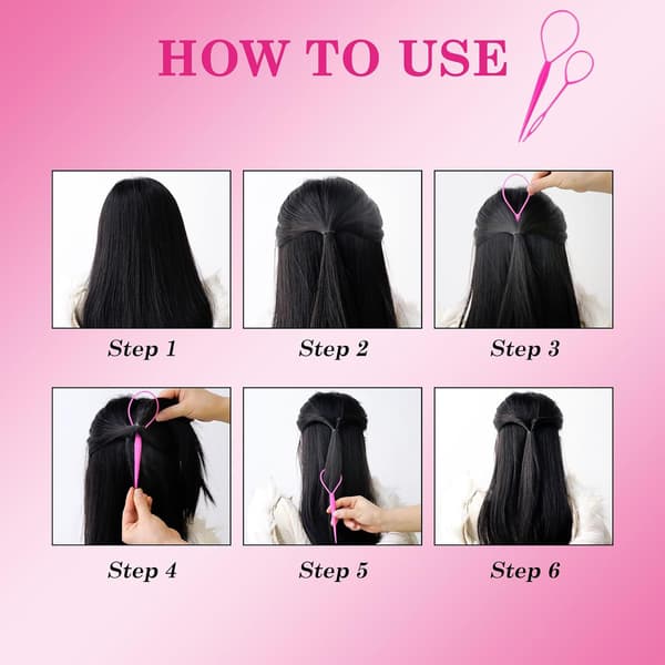 3-delars Topsy Tail hårstyling-set, loop-stylingverktyg med pinnkam för kvinnor