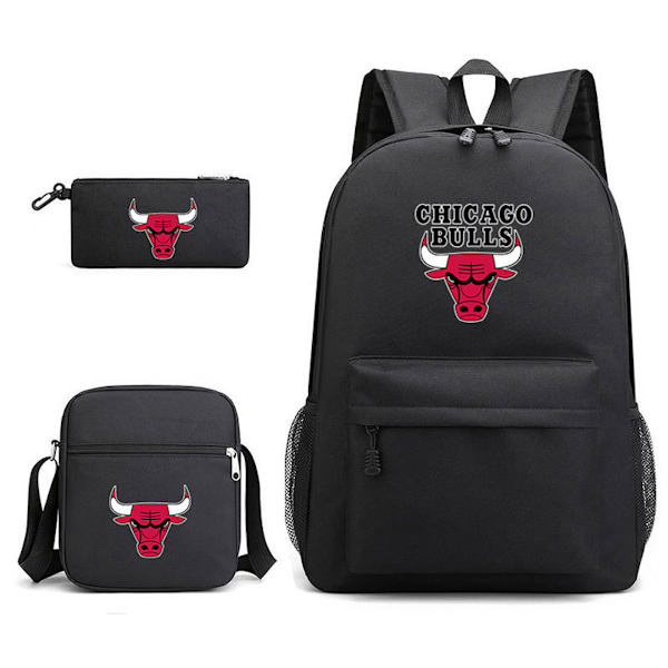 3st/ set Red Bull Head Chicago printed set med case Pennfodral Skolväska Resor Dagsväska Lättviktsbokväskor