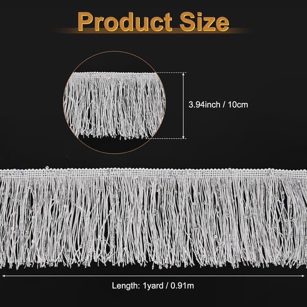 1 yard vit paljettfrans 10 cm bred för latinklänningar, sömnad och pyssel