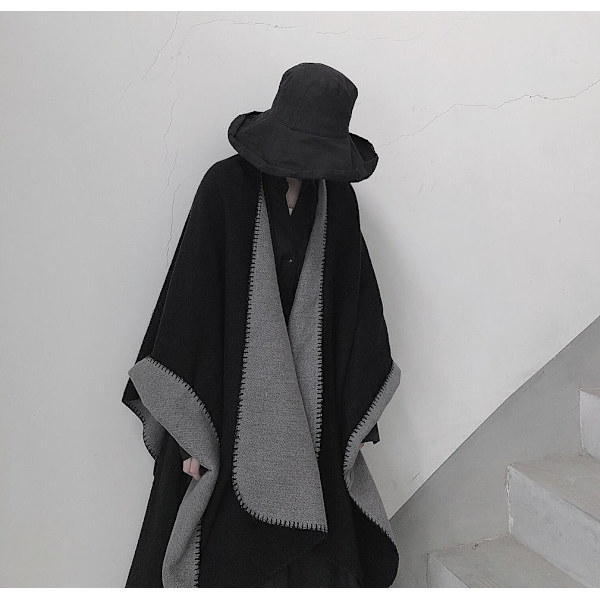 Poncho Pashmina Sjal Wrap Öppen Front Lång Tröja Coat