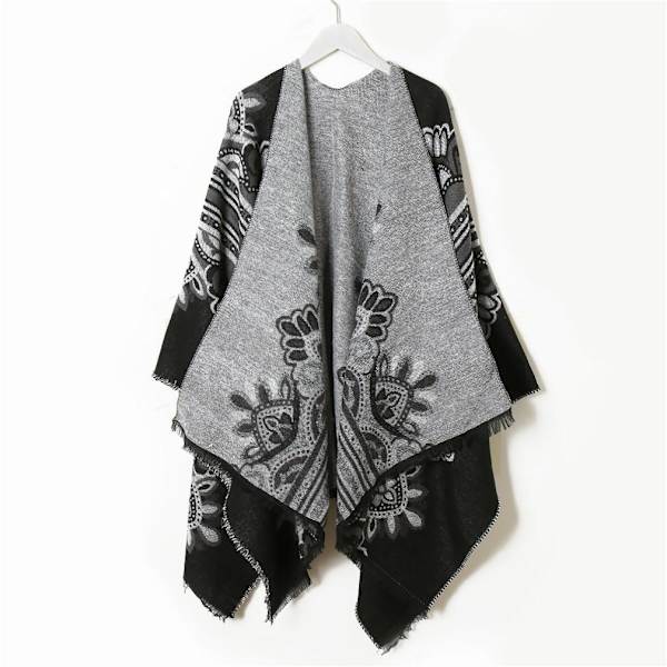 Varm sjal för damer Lady Poncho Pashmina Cardigant filt med sydd kant etnisk stil
