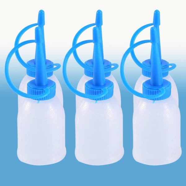 6-pack 30 ml klämflaskor med lång pip för pyssel och DIY