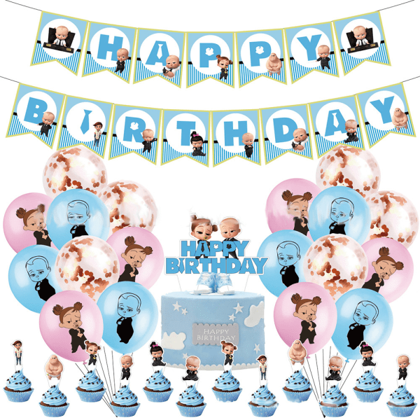 Baby Boss födelsedag latex ballong med banner ballong set festdekoration