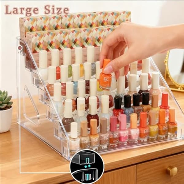 2-pack 7-vånings genomskinligt nagellacksställ i akryl, kosmetikadisplay