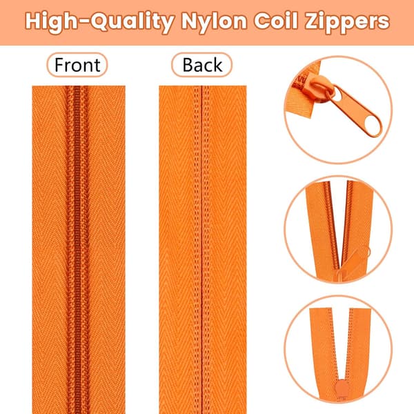 10 stk. 2 m nylon-lynlåse med 40 skydere til syning af tasker og DIY-projekter