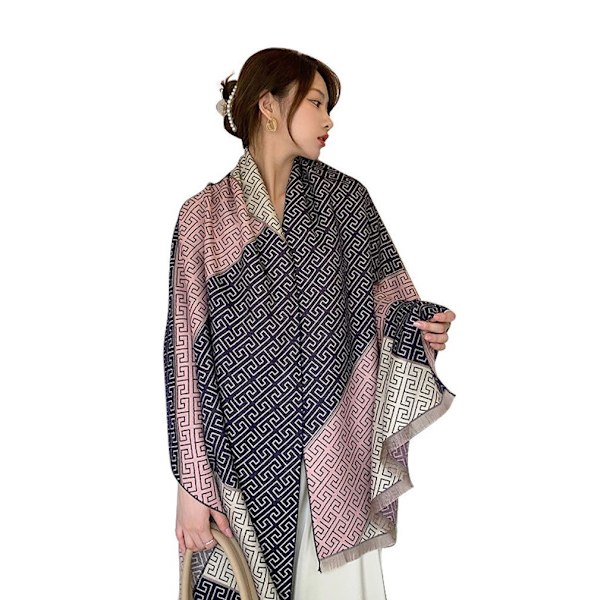 Elegant varm halsduk Tjock sjal Wrap Cashmere Feel filt Poncho för dam