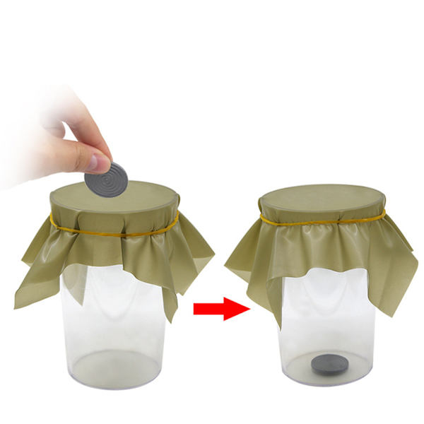 Mynt genom flaska Magic trick Trollkarl Närbild Rekvisita Jippon Prank Tool