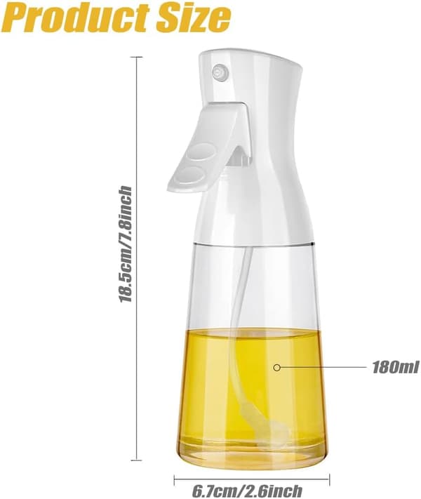 180ML Glasolieforstøverflaske, Olivenoliedispenser Sprayforstøver til Madlavning, Bagning, Grill, Airfryer og Køkkentilbehør