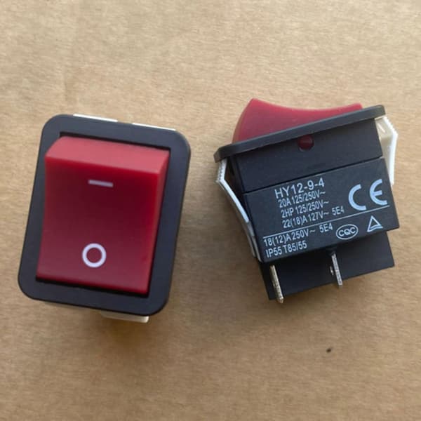 HY12-9-4 Vippebryter 20A 250V DPST 4-pins strømbryter for sveisemaskin