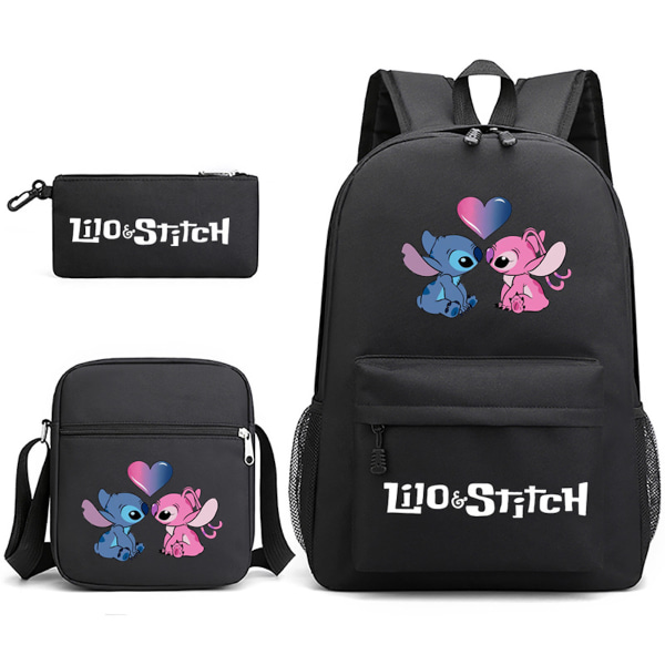 3st/ set Lilo Stitch Printed set med axelväska Case Skolväska Resor Dagsväska Lättviktsbokväskor