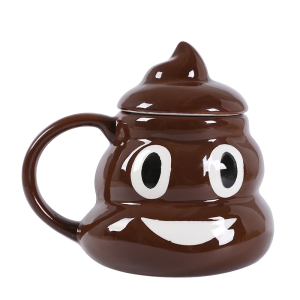 Poop Shape Cup med lock Keramisk kaffemugg Tekopp Nyhetspresent