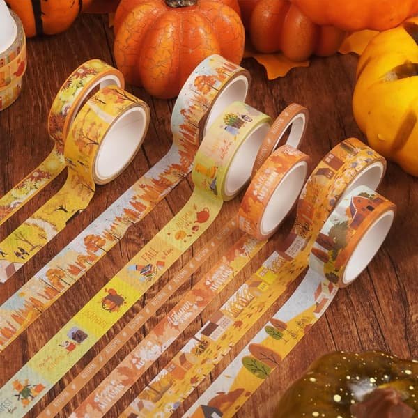 18 ruller efterårs-washi-tape sæt dekorativ tape til dagbøger og hobbyprojekter
