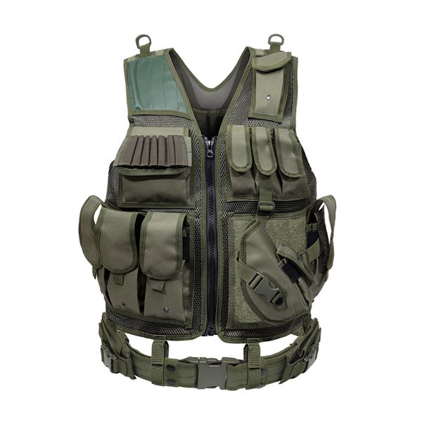 Outdoor Tactical Väst Skyddsväst Molle Multi-fickor Green