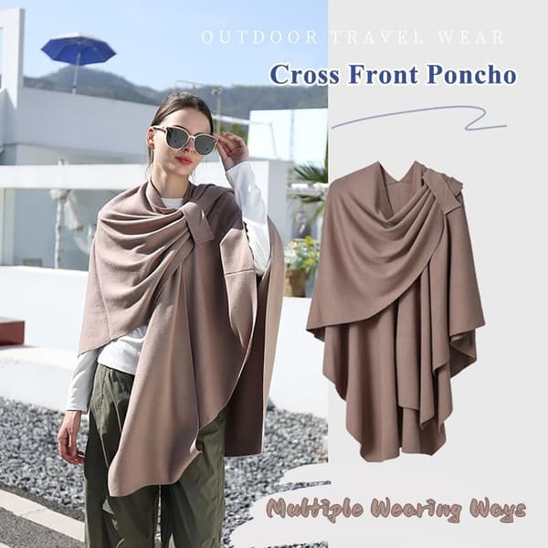 Vändbar oversized poncho-cape med omlottdesign för dam
