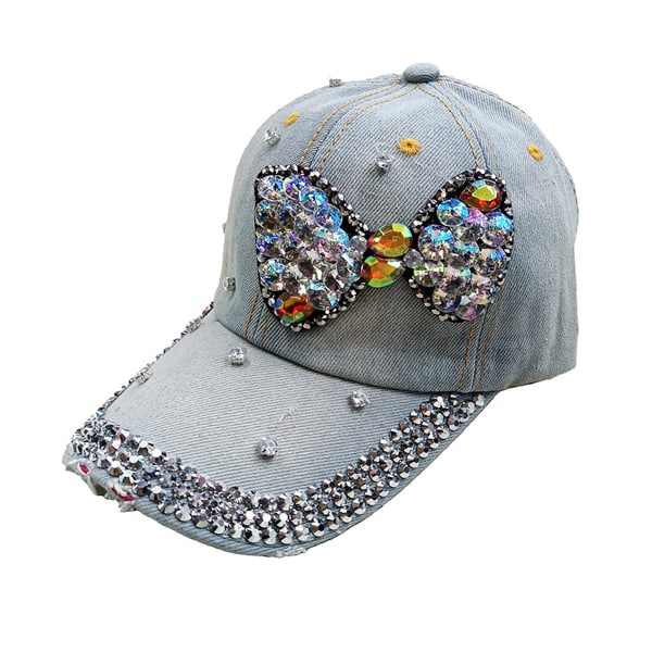 Denim Crystal Rhinestone cap, glänsande Bling paljetter Sparkle Hats