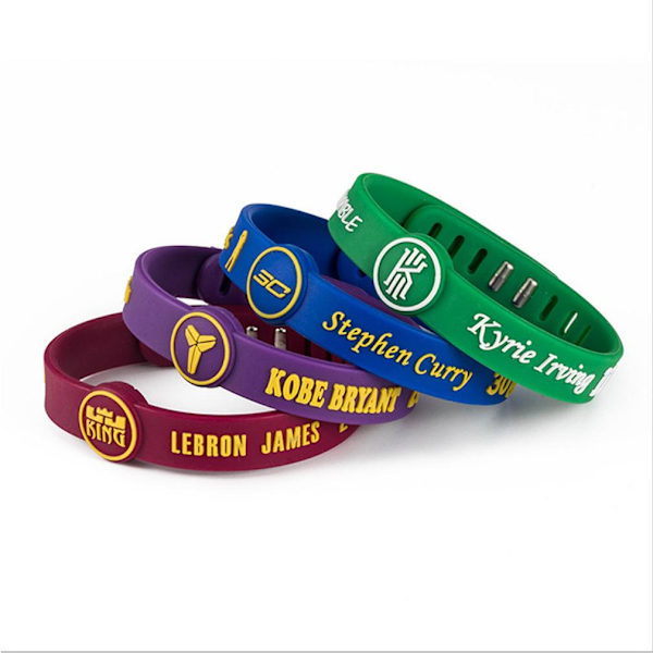 4 st/lot silikonarmband Kobe Ivring James Basketball Signature Sportarmbandsspänne