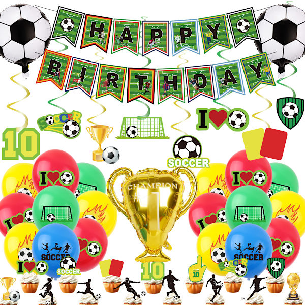Jag älskar fotbolls-VM Grattis på födelsedagen Set Latexballonger Party Decoration Kit