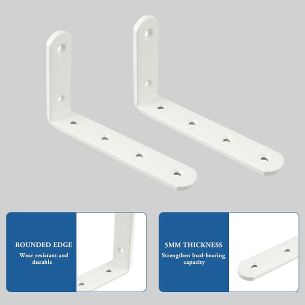 4-pack kraftiga vita hyllkonsoler i metall 12,5 cm L-format väggstöd
