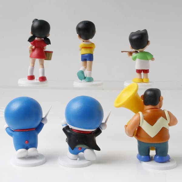 6 stk. Doraemon Earth Symphony musikfigurer 11 cm PVC samlerobjekt-sæt