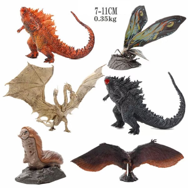 6 st/lote Godzilla Dinossauro Anime Figura Brinquedos Modeller 7-11 cm
