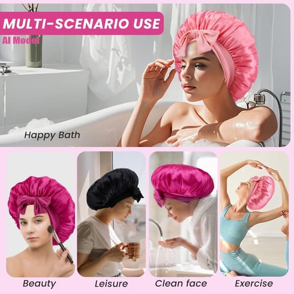 3-pack satinmössor för sömn, justerbara hårhättor med elastiskt band
