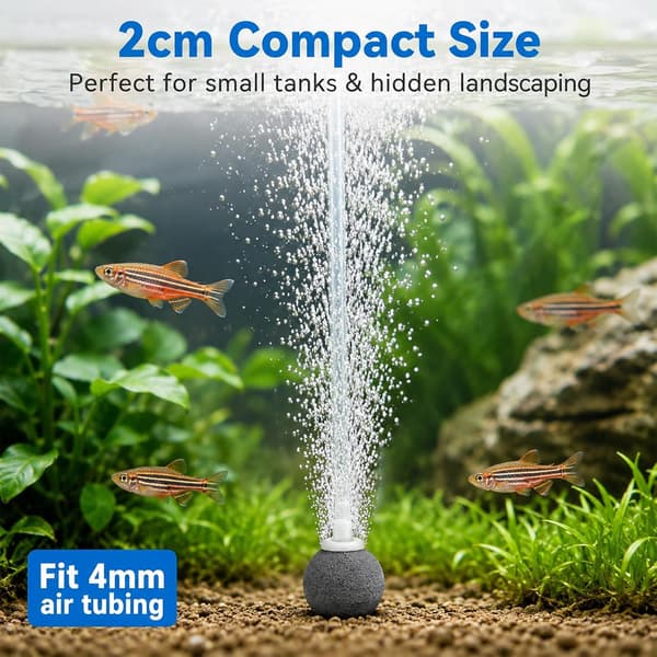 18 st akvarieluftstenar med slangar, 2 cm bubbeldiffusorer för akvarier