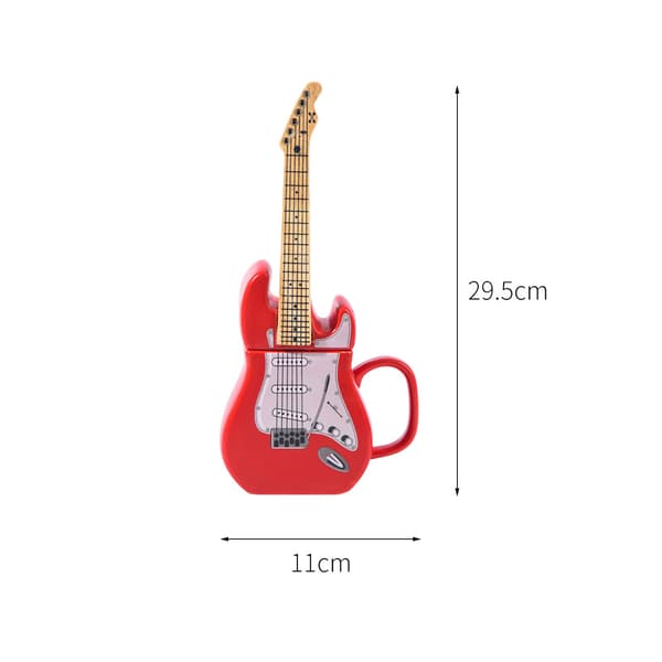 Keramisk Gitarr Mugg – 350ml Kapacitet, Röd Elgitarr Kaffekopp, 8.2x9.5cm – Perfekt för Musikälskare & Gitarrfantaster