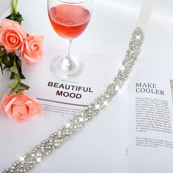 Brudebelte med rhinestones, krystallbånd for damekjoler